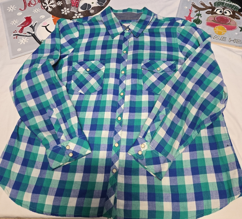 Sonoma Blue and Green Checkered Women's Shirt